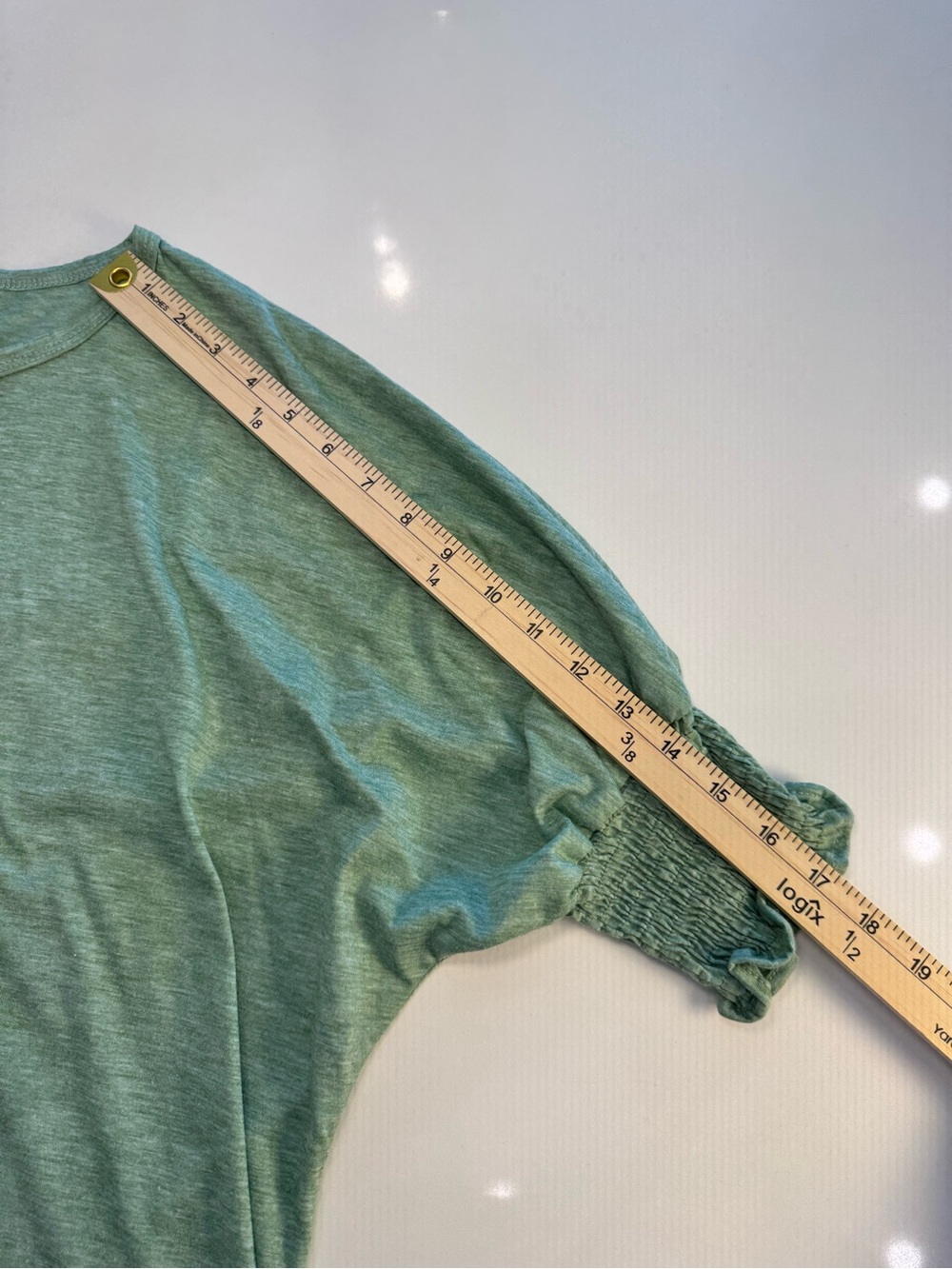 Light Green Smocked Short Sleeve Women's Tee - Picture 8 of 9